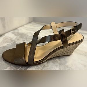 Cole Haan Espadrille Platform Wedge Strappy Metallic Sandals - size 8.5B